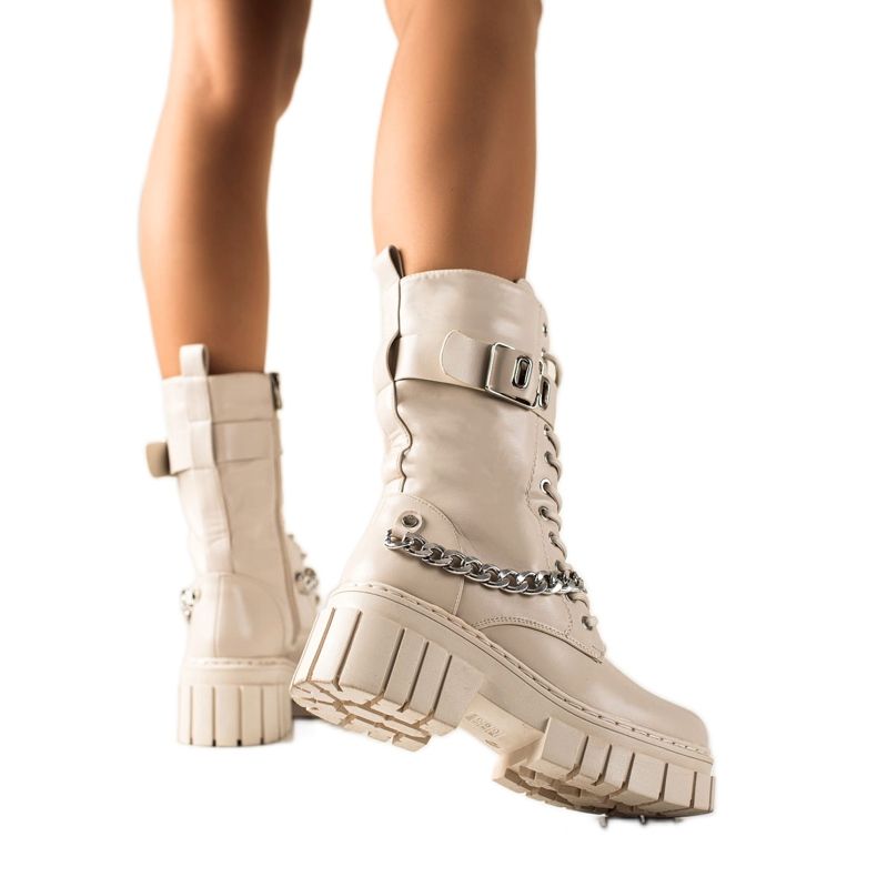 TRENDI Botas con cadena beige TRENDI Botas con cadena beige