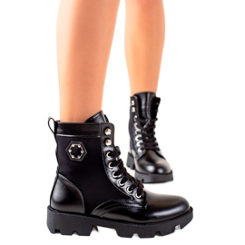 TRENDI Botas negras con cordones negro