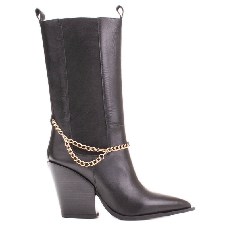 Marco Shoes Bota cowboy negra con cadena dorada negro
