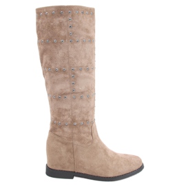 Botas con cuña oculta Ferto Khaki beige