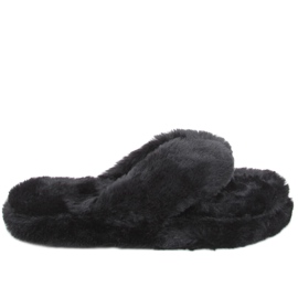 Pantuflas de pelo Bunny Black negro