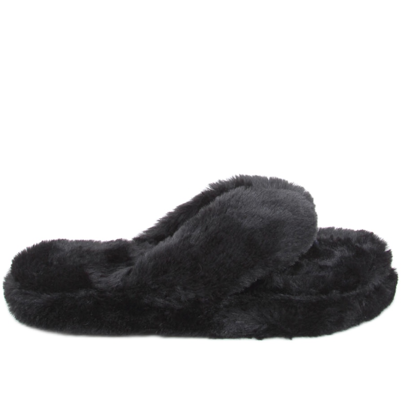 Pantuflas de pelo Bunny Black negro