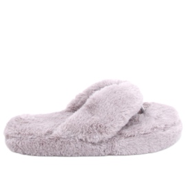 Pantuflas de pelo Bunny Grey gris