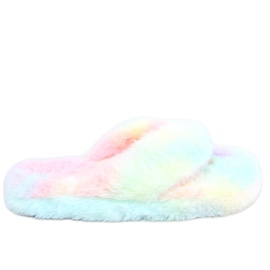 Pantuflas de piel Bunny Colorful azul rosado amarillo