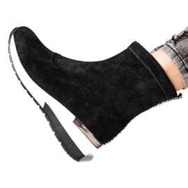 Goodin Botas de cuña de cuero negro