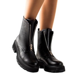 Seastar Botas negras de moda con cremallera. negro