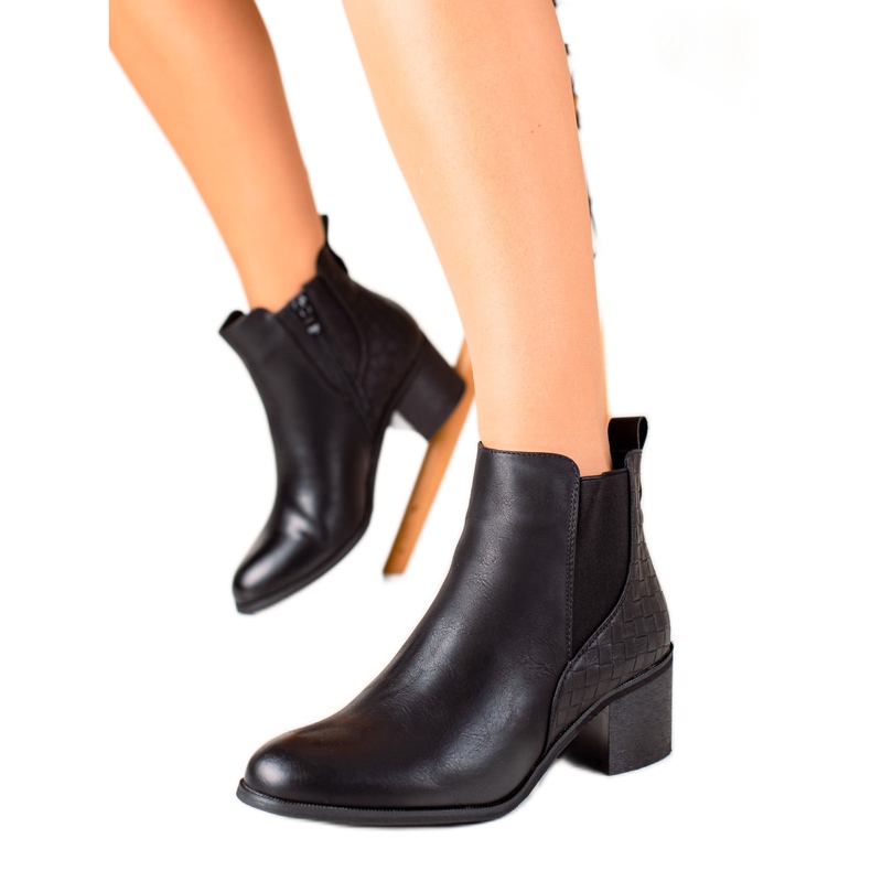 Evento Botas clásicas de cuero ecológico negro