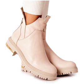 PA2 Botas de cuero con un corte de Tanya beige