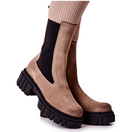 Botas de piel Obreras Laura Messi Beige oscuro 2421 marrón