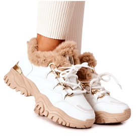 PM1 Calzado deportivo de piel con aislamiento Blanco y beige Shiney