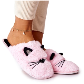 PE1 Gatitos Pantuflas Suaves Con Orejas Rosadas Distty rosado