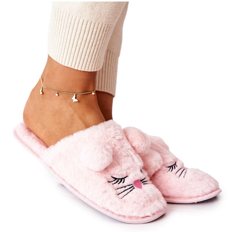 PE1 Pantuflas suaves de ratón con orejas de Luise rosas rosado PE1 Pantuflas suaves de ratón con orejas de Luise rosas rosado