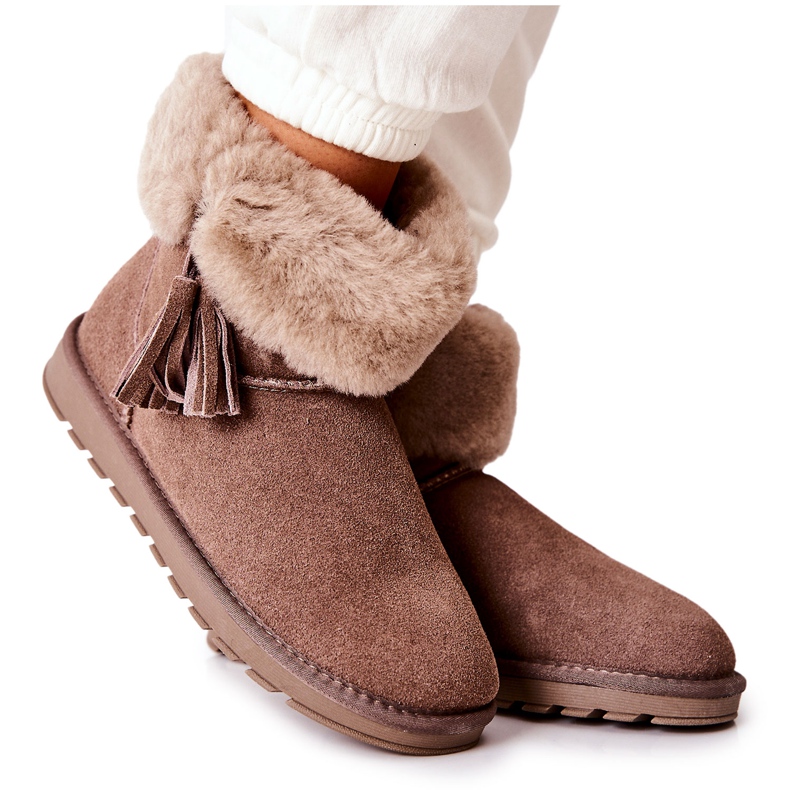 FS1 Botas de nieve Mukluki Warm con flecos Marrón Sorella