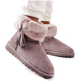 FS1 Botas de nieve Mukluki Warm Fringe Grey Sorella gris
