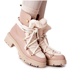Lewski Shoes Botas de Cuero Trappers Atadas Lewski Beige 3116