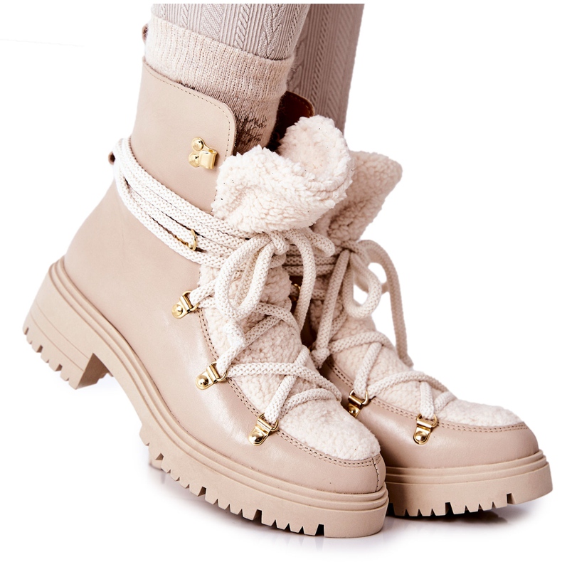 Lewski Shoes Botas de cuero Trappers Tied Lewski Beige claro 3116