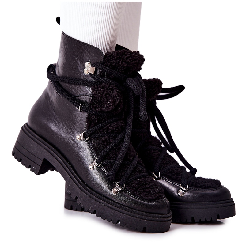 Lewski Shoes Botas de cuero atadas Lewski Black 3116 negro