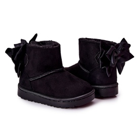 FR1 Botas de nieve cálidas para niños con lazo Black Snowis negro