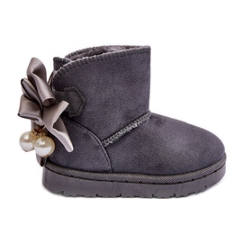 Botas de nieve cálidas para niños con lazo gris snowis
