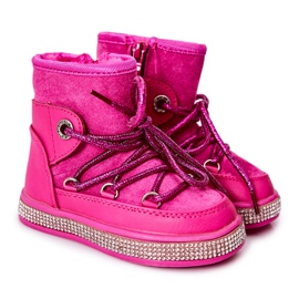 FR1 Botas de nieve para niños con circonita Wellma Fucsia rosado