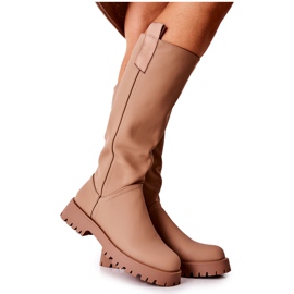 FJ1 Botas Altas de Cuero Trishia Beige
