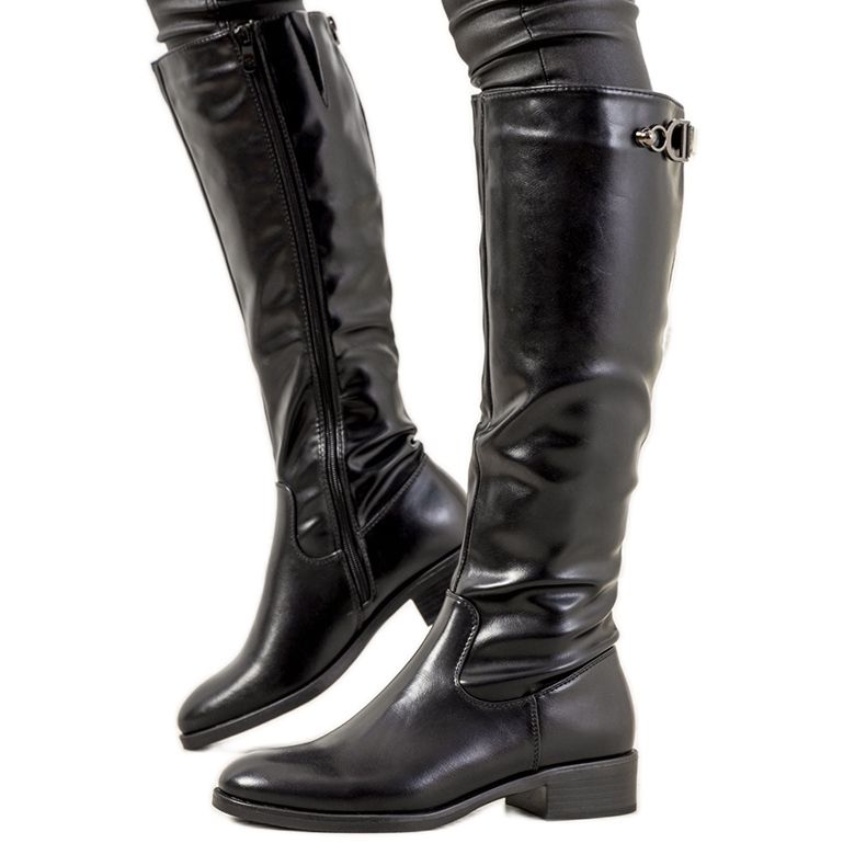 Botas negras con aislamiento para mujer Largo negro Botas negras con aislamiento para mujer Largo negro