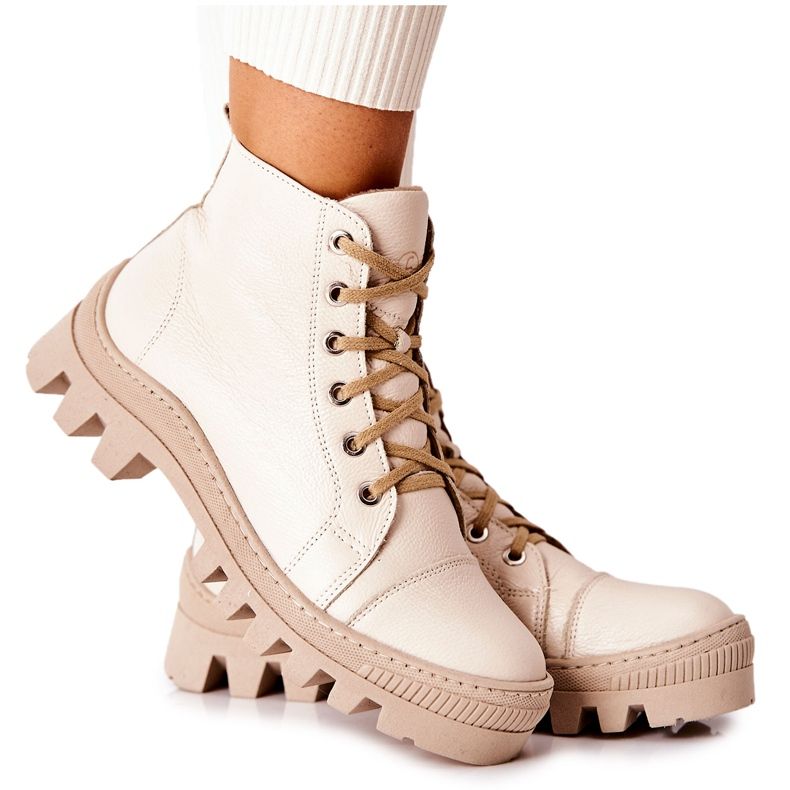 PF1 Botas de cuero abrigadas Zapatillas de deporte Madisson en beige PF1 Botas de cuero abrigadas Zapatillas de deporte Madisson en beige