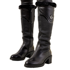 Botas negras con pelo de Vicenza negro Botas negras con pelo de Vicenza negro