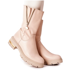 PA2 Botas Calientes de Cuero Botas Florency beige