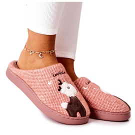WJ1 Pantuflas cálidas Reno Rosa oscuro Jilly marrón rosado