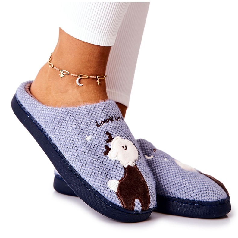 WJ1 Pantuflas cálidas de reno Azul Jilly marrón