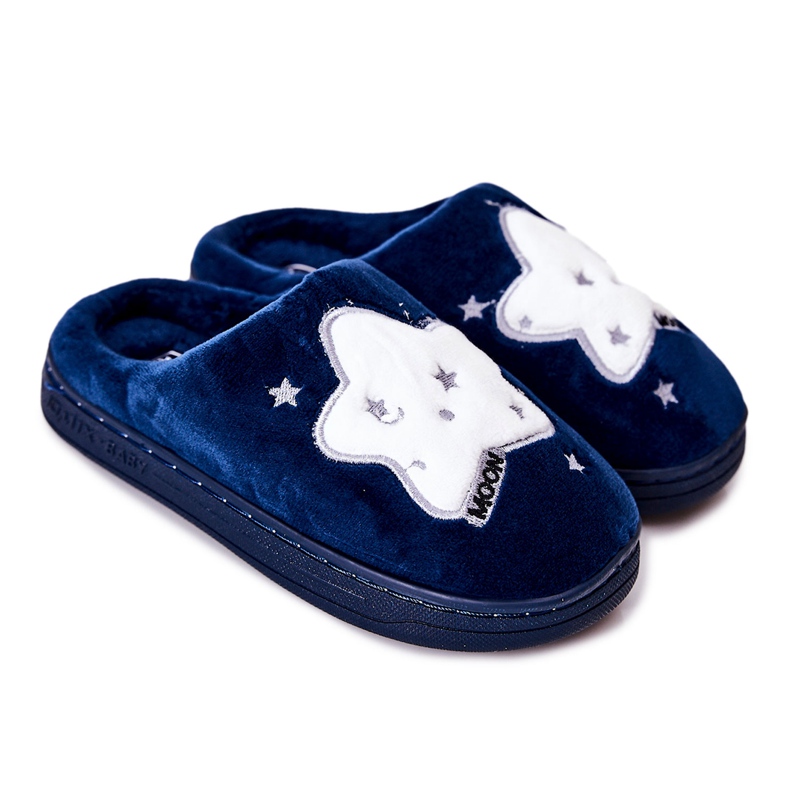 WJ1 Pantuflas Calientes Infantiles Azul Marino Nella blanco