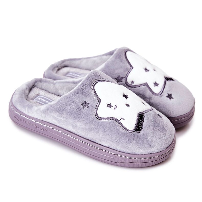 WJ1 Pantuflas Calientes Infantiles Estrellas Gris Nella blanco