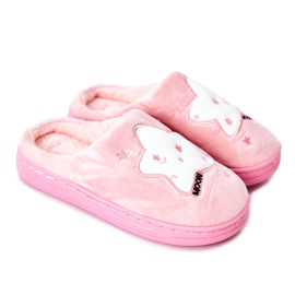 WJ1 Pantuflas Calientes Infantiles Estrellas Rosa Claro Nella blanco