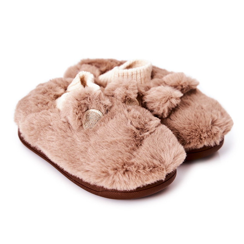 WJ1 Pantuflas Calientes Con Dessi De Canalé Marrón beige