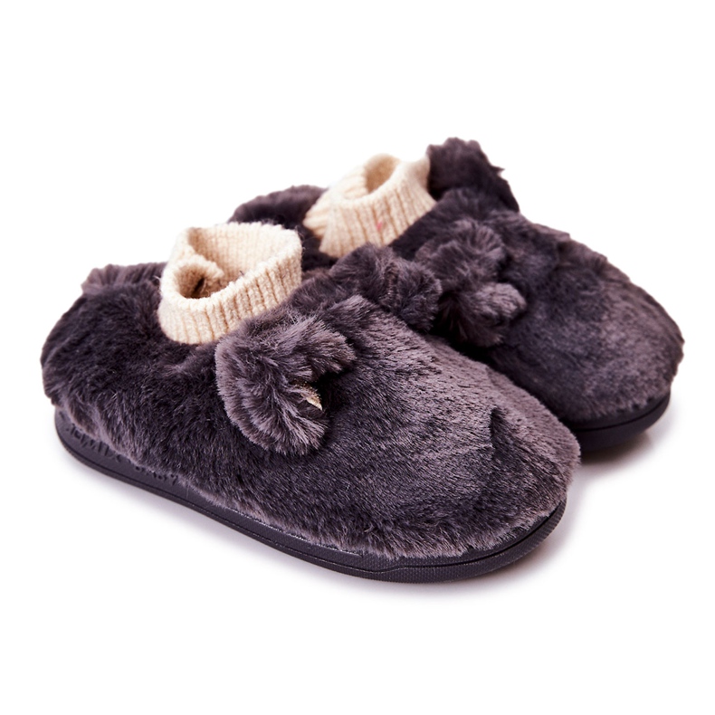 Pantuflas Calientes Con Canalé Gris Oscuro Dessi Pantuflas Calientes Con Canalé Gris Oscuro Dessi