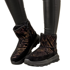 Botas de nieve Crescent negras y doradas para mujer negro