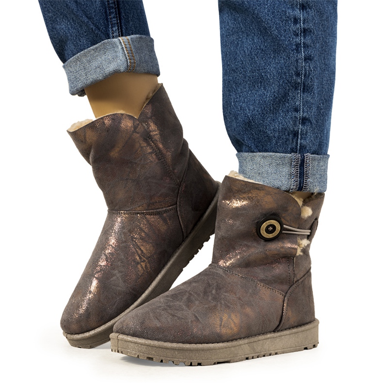 Botas de nieve grises y doradas para mujer de Kanga dorado