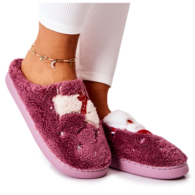WJ1 Zapatillas Navidad Papá Noel Y Reno Violeta WJ1 Zapatillas Navidad Papá Noel Y Reno Violeta