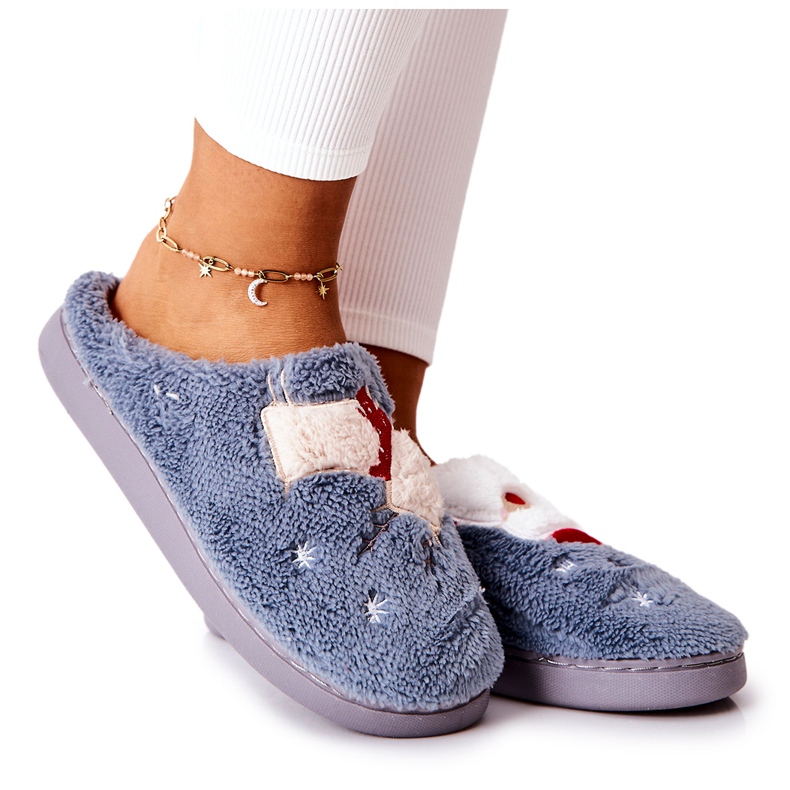 WJ1 Zapatillas navideñas Papá Noel y reno gris