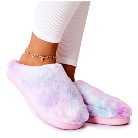 Pantuflas cálidas de piel multicolor rosado Pantuflas cálidas de piel multicolor rosado