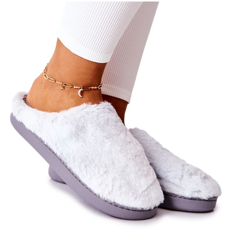 WJ1 Pantuflas Abrigo Piel Gris Claro Mecy