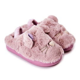 WJ1 Pantuflas Infantiles Gatitos Con Orejas Violeta Tammy