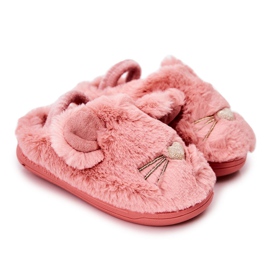 WJ1 Pantuflas Infantiles Gatitos Con Orejas Tammy Rosadas