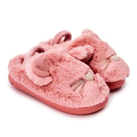 WJ1 Pantuflas Infantiles Gatitos Con Orejas Tammy Rosadas rosado