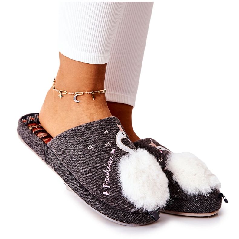 Zapatillas calentitas Cisne de Grey Rey gris Zapatillas calentitas Cisne de Grey Rey gris