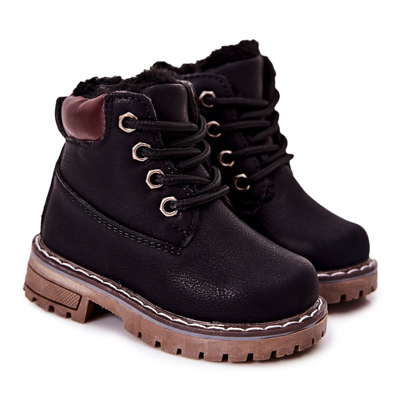 WT1 Botas Trappers Negras Aisladas Para Niños Black Royals negro