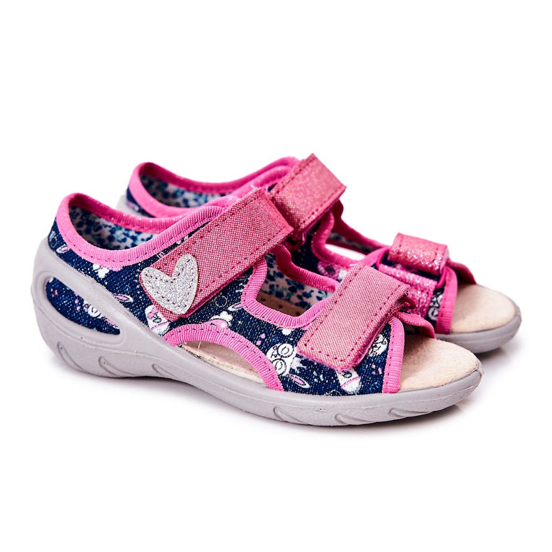 BEFADO S.A. Sandalias Befado Con Velcro 065X151 Azul Marino-Rosa rosado
