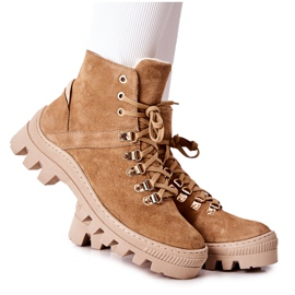 PF1 Botas de ante abrigadas Tormenta de arena beige marrón