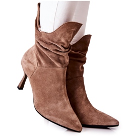 Botas de Piel Tacón Alto Laura Messi 2427 Beige oscuro marrón